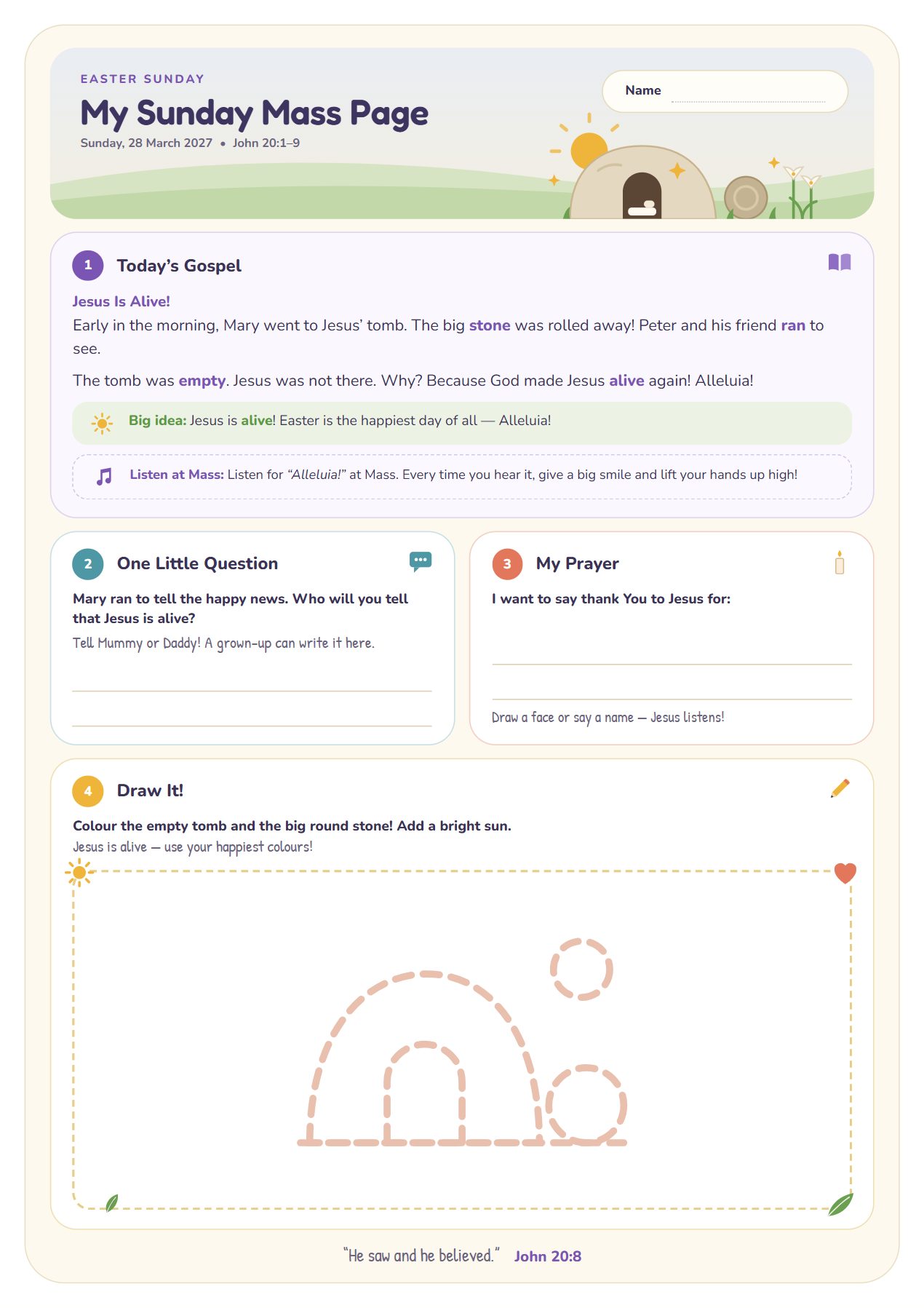 Jesus Is Alive! — worksheet for age 4